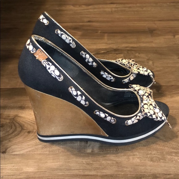 Coach Black and White Wedges - Picture 4 of 5